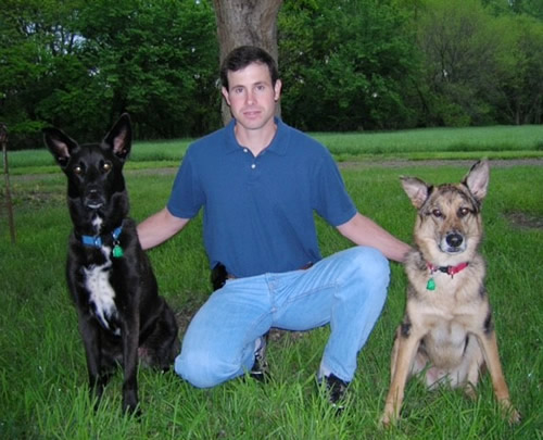 Dale Bormann with two dogs